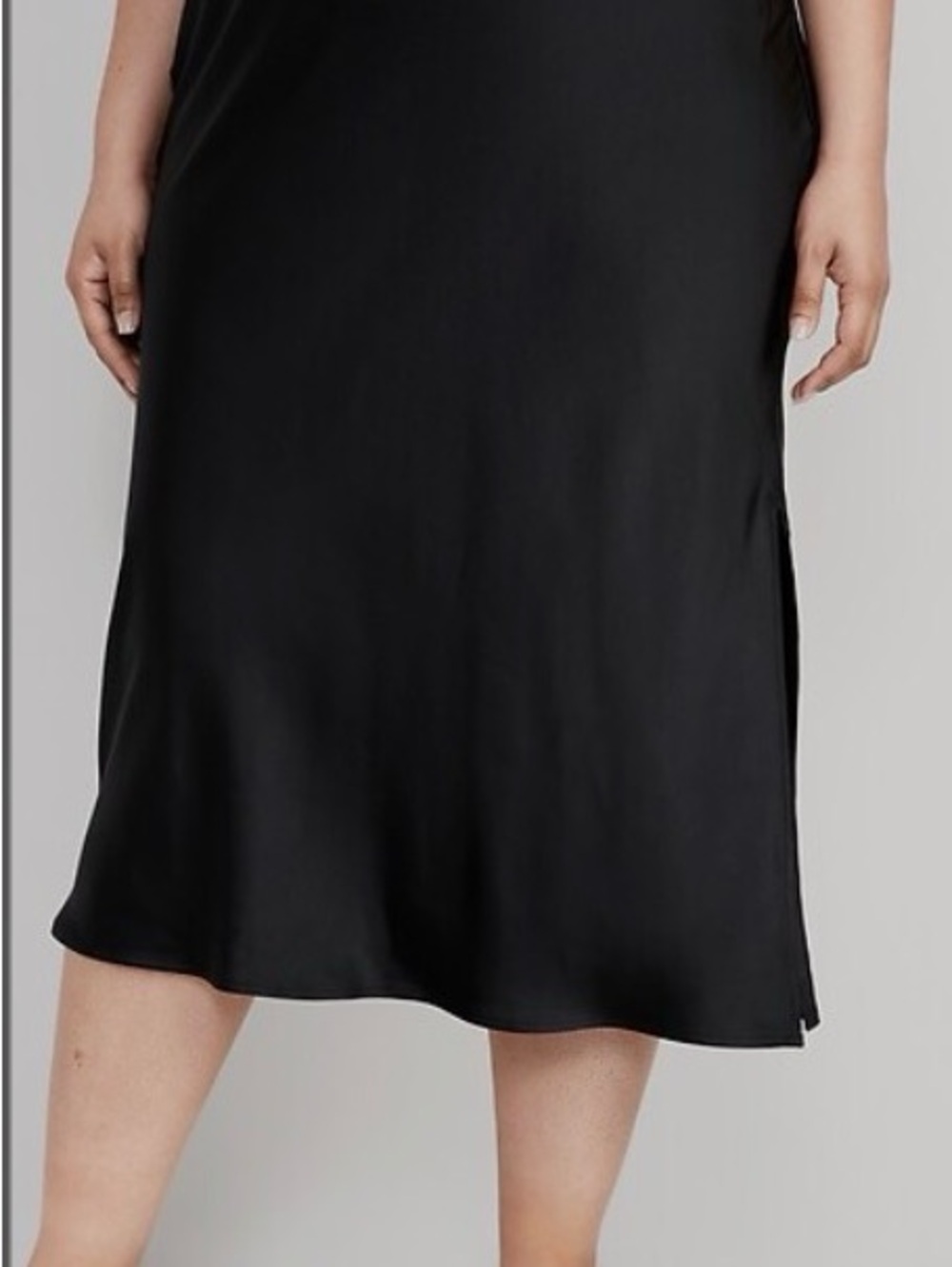 Old Navy Black Satin-Like Midi Slip Skirt